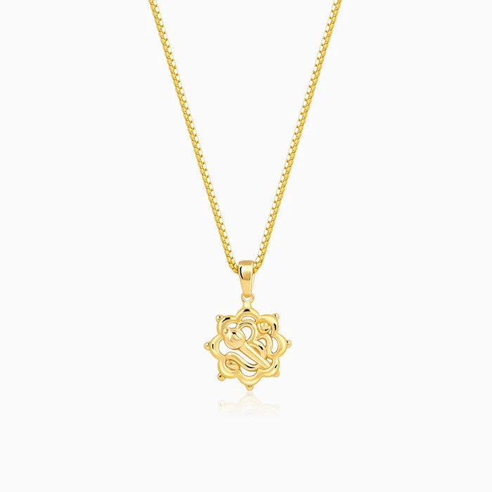 Golden Hanuman Gada Pendant With Box Chain