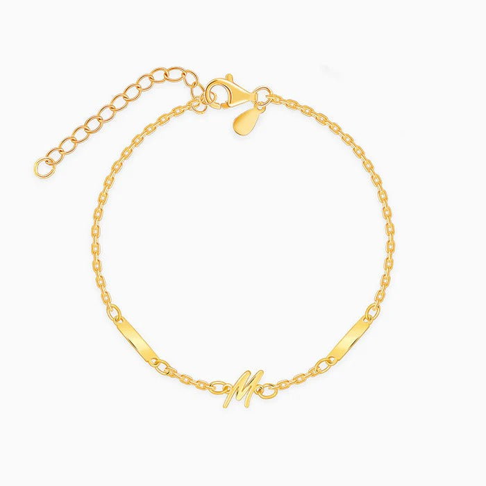Golden Personalised Letter Charm Bracelet