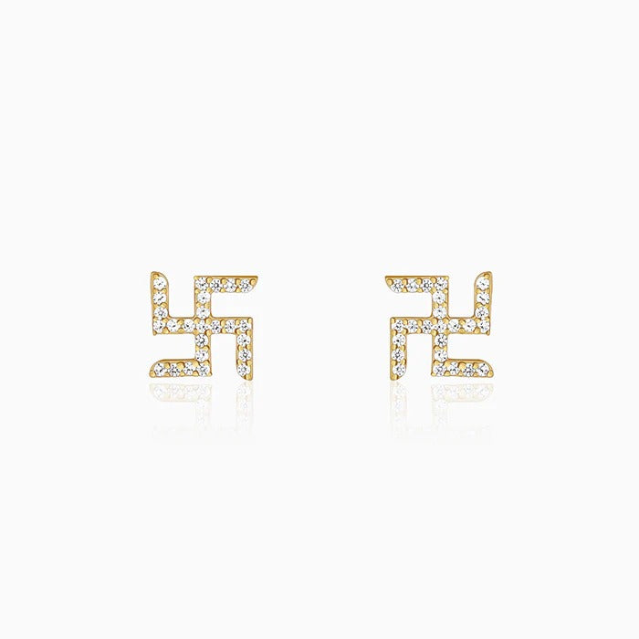 Golden Swastik Shine Stud For Him
