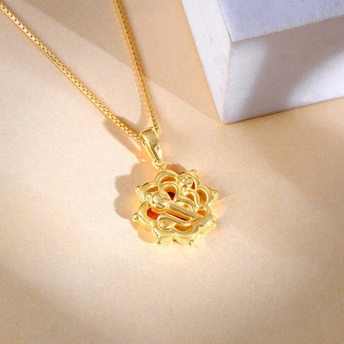 Golden Hanuman Gada Pendant With Box Chain