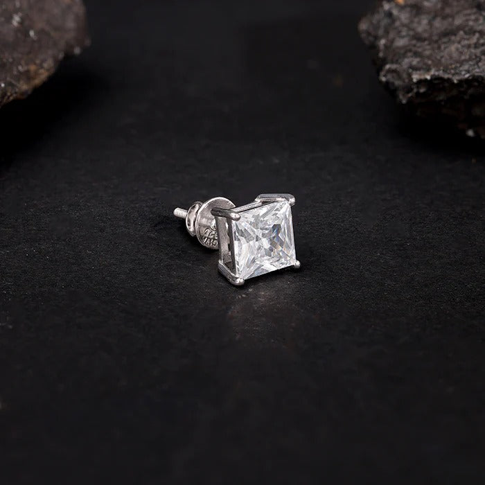 Silver Classy Zirconia Stud For Him