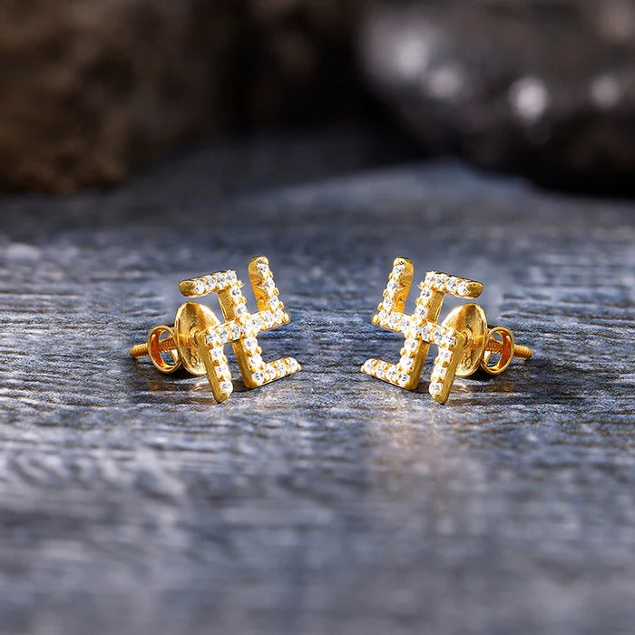 Golden Swastik Shine Stud For Him