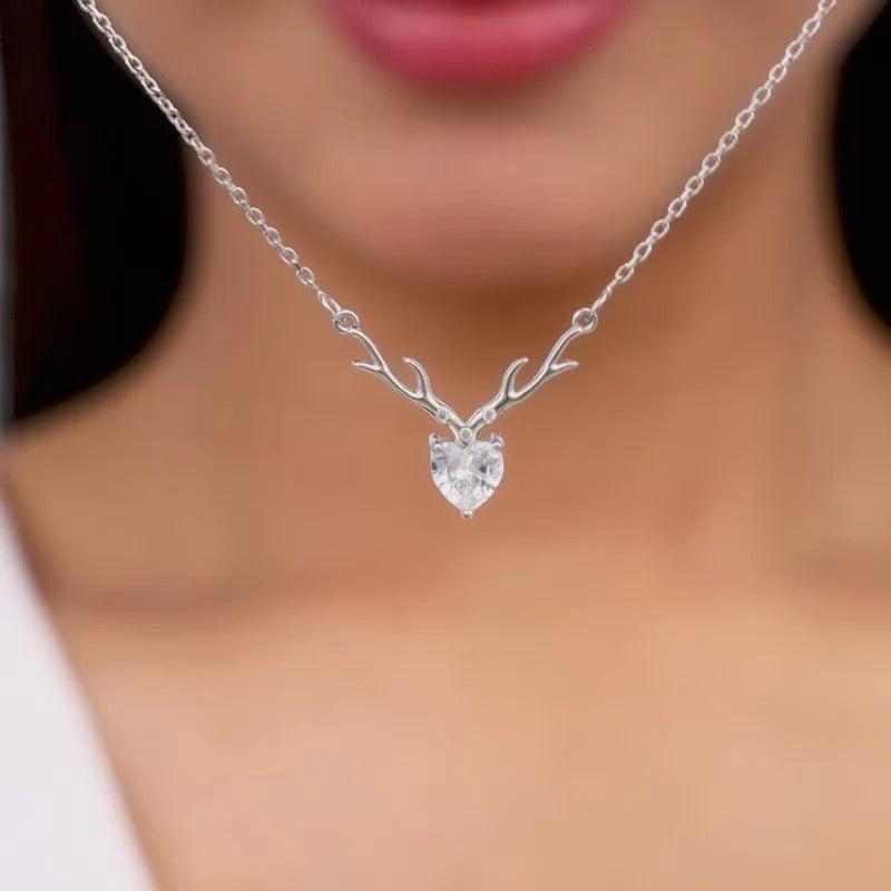 Anushka Sharma Silver Deer Heart Necklace