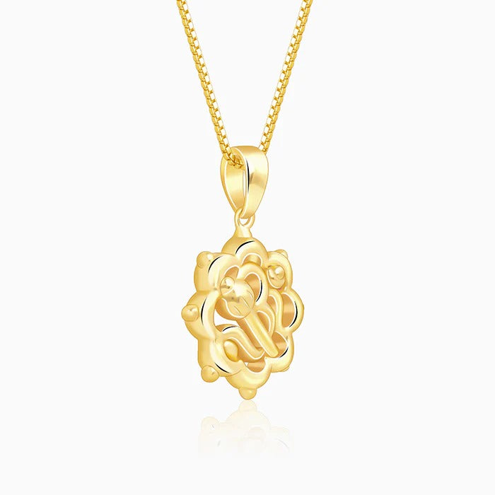 Golden Hanuman Gada Pendant With Box Chain
