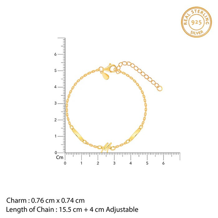 Golden Personalised Letter Charm Bracelet