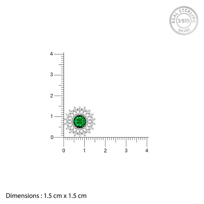 Silver Zircon Emerald Sunshine Studs