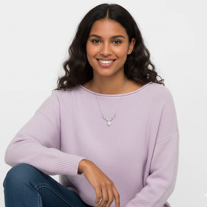 Anushka Sharma Silver Deer Heart Necklace