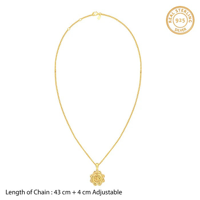Golden Unique Om Pendant With Box Chain